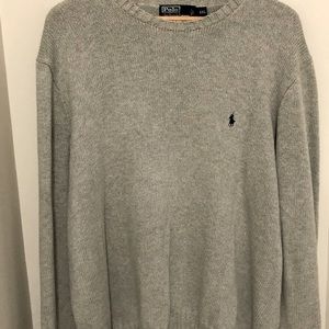 XXL Ralph Lauren crewneck sweater. Grey with blue polo emblem.